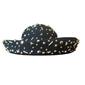 Vintage Jack McConnell Boutique Black Wool Hat with Gold Studs